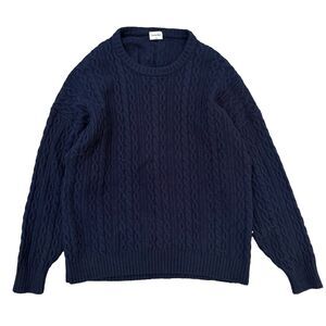 Sunday Best Men’s Merino Cable Knit Sweater Size L Navy